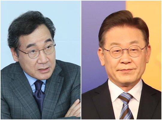 이낙연 새미래민주당 상임고문(좌), 이재명 더불어민주당 대표(우). 사진=연합뉴스