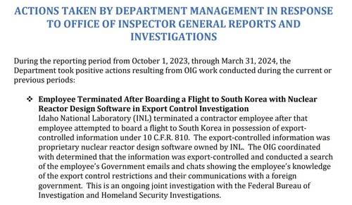 미국 에너지부가 한국을 민감국가로 지정한 이유에 관심이 집중되는 가운데 약 1~2년 전 에너지부와 계약한 직원이 한국으로 원자로 설계 소프트웨어를 유출하려다 적발된 사실이 확인됐다. 연합뉴스