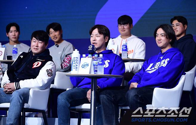 20일 서울 잠실 롯데호텔월드 크리스탈볼룸에서 2025 KBO리그 미디어데이가 열렸다. 미디어데이에 참석한 두산 양의지, 삼성 강민호, 구자욱. 잠실=송정헌 기자songs@sportschosun.com/2025.03.20/