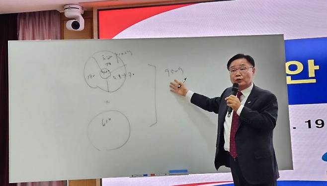 홍남표 경남 창원특례시장이 창원 액화수소플랜트사업에 관해 설명하고 있다. 이세령 기자