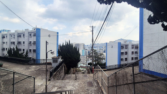 지난 18일 부산 중구 영주동 한 아파트 전경. 지어진 지 49년 된 이 아파트엔 최근 중구가 운영하는 빈집뱅크를 통해 50대 염모씨가 입주했다. 김민주 기자