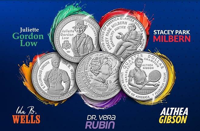 /미 연방 조폐국4년간 진행된 '아메리칸 위민 쿼터스' 프로그램의 마지막해인 올해의 주인공들. 한국계 장애인 인권 운동가 스테이시 박 밀번도 있다.