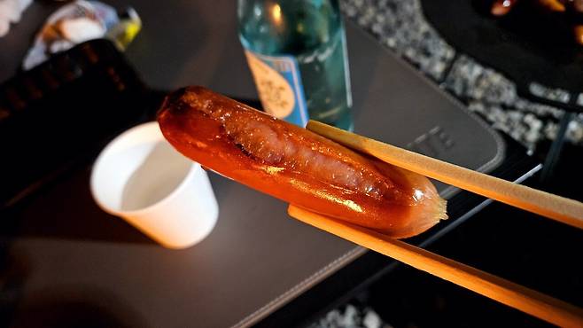 20250321_225918.jpg 캠핑 1일차) 저녁 소시지 구이에 한잔