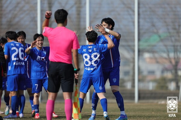 ▲ 대전코레일이 충북청주FC전에서 박예찬의 결승골로 1-0으로 이겼다. ⓒ대한축구협회