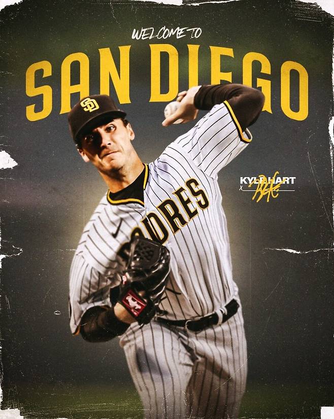 ▲ 카일 하트는 NC 다이노스를 떠나 샌디에이고 파드리스에서 다시 메이저리그 마운드를 꿈꾸게 됐다. ⓒ샌디에이고 파드리스 SNS