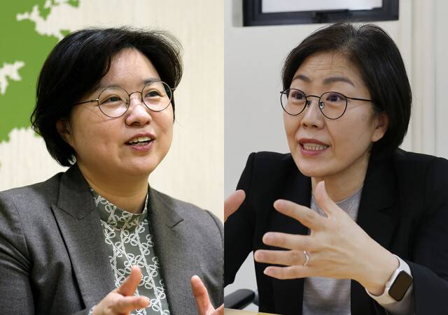 왼쪽은 유애정 국민건강보험공단 통합지원정책개발센터장, 오른쪽은 양난주 대구대 사회복지학 교수. 강창광 김혜윤 기자