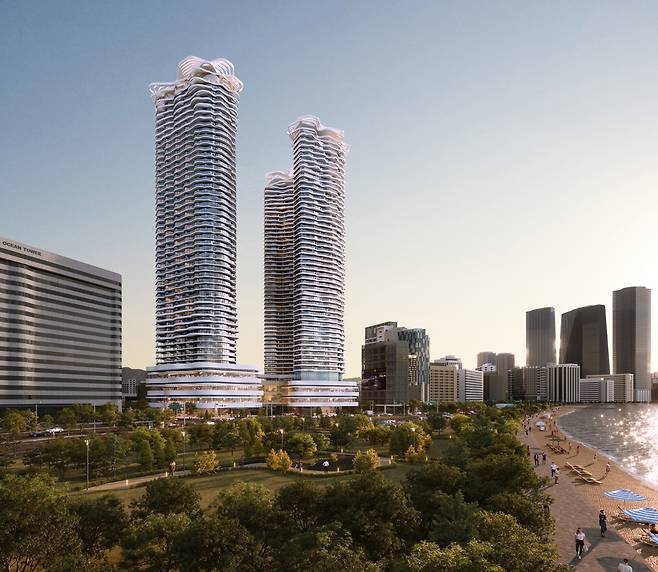 부산 해운대구 옛 그랜드호텔 부지에  6성급 호텔과 352실 규모의 오피스텔이 지어진다. 사업 완성 이후의 조감도. [엠디엠플러스]