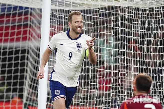 [런던=AP/뉴시스] 잉글랜드 축구대표팀의 해리 케인. 2025. 3. 24.