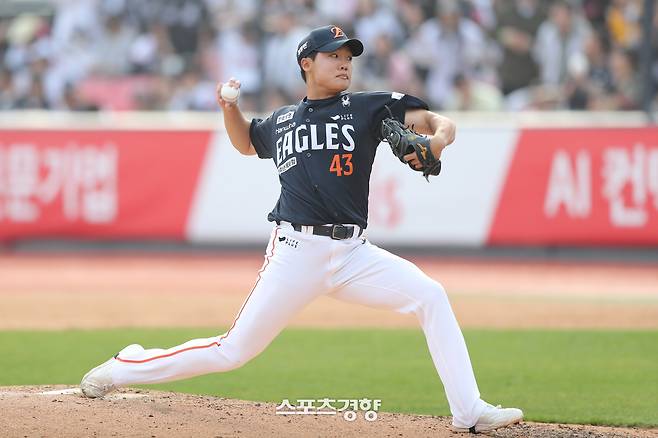 KBO리그 데뷔전에 나선 한화 정우주. 한화이글스 제공