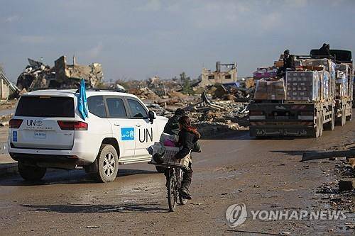 가자지구 내 유엔 차량 (2025년 2월) [AFP 연합뉴스 자료사진. 재판매 및 DB 금지]