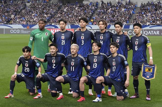 2026 북중미월드컵 본선행을 확정한 일본 대표팀. AP연합뉴스