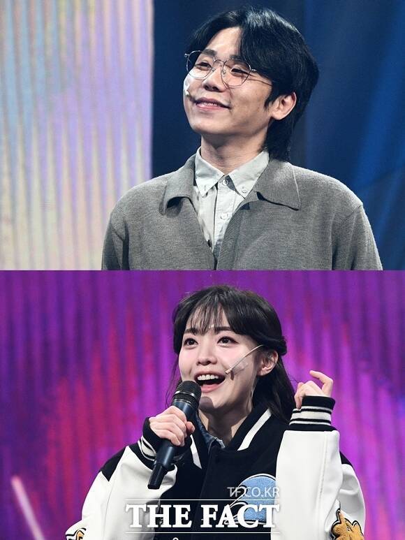 코미디언 송필근(위)과 나현영이 최근 <더팩트> 사옥에서 취재진과 만나 '개그콘서트-아는 노래' 관련 인터뷰를 진행했다. /서예원 기자