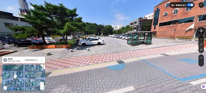 네이버 지도 거리뷰 서비스로 살펴본 경북 상주 도시 천공 지역. 옛 건물이 철거된 뒤 한동안 공터였다가 도심 주차장으로 활용되고 있다. /네이버