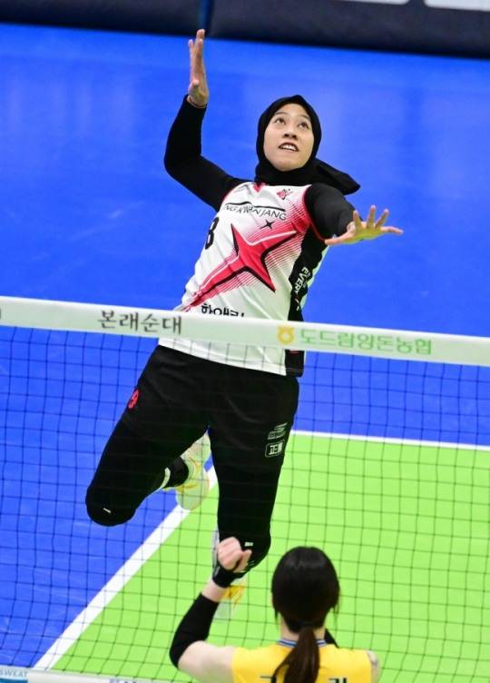 공격하는 정관장의 메가(왼쪽)