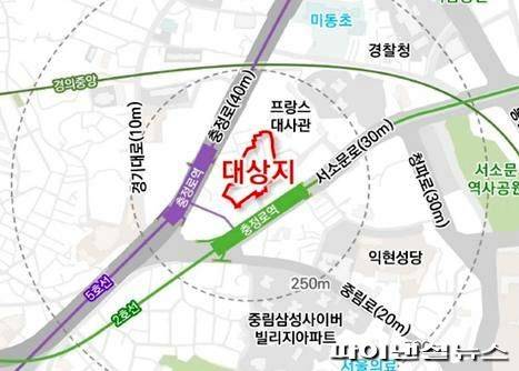 충정로1구역 위치도. 서대문구 제공