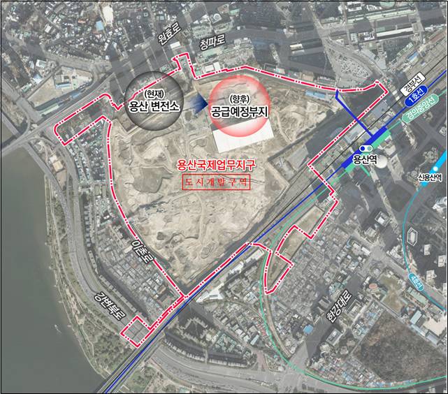 현재 변전소 및 향후 공급예정부지 위치도.