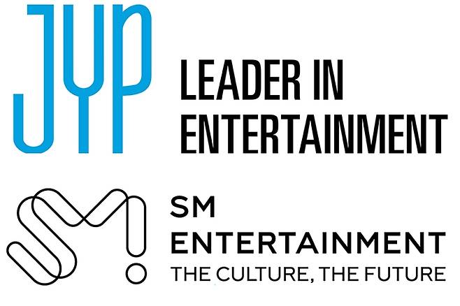 위쪽부터 JYP, SM엔터테인먼트 로고. 각 사 제공