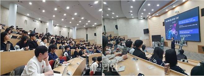 서울대학교 학생들이 27일 오후 서울 관악구 서울대학교 캠퍼스에서 열린 '한국 정치의 미래를 묻다'를 주제로 열린 사회과학 대학 토크콘서트에서 오세훈 서울시장의 강연을 듣고 있다. ⓒ데일리안 김민석 기자