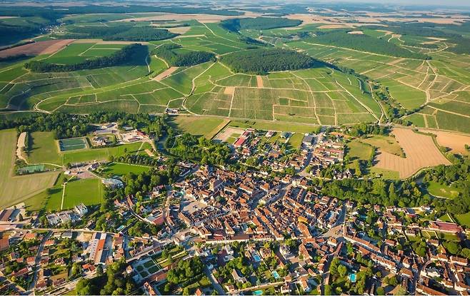 샤블리 마을과 포도밭 전경. BIVB