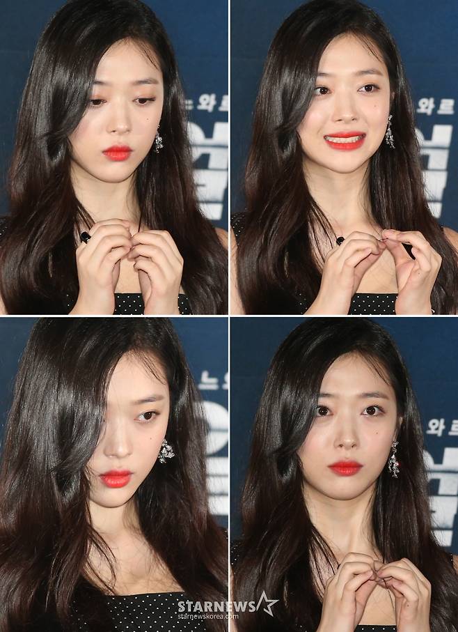 김수현 최진리 조우진 이사랑 감독이 26일 오후 서울 성동구 CGV왕십리에서 열린 영화 '리얼' 언론시사회에 참석해 취재진의 질문에 답하고 있다. /사진=임성균 기자 tjdrbs23@