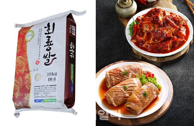 의정부시가 고향사랑기부제 답례품으로 제공하는 회룡쌀(왼쪽)과 도영푸드피아의 갈비.(사진=의정부시 제공)
