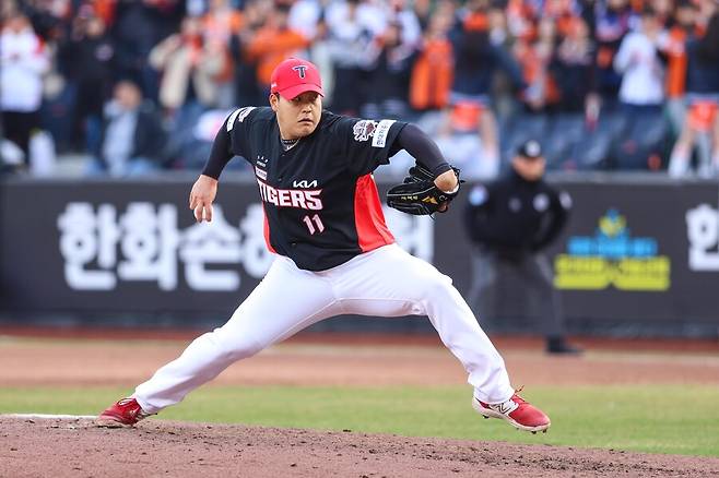 ▲ 아직 구속과 구위에서 100% 상태에 이르지 못한 조상우. ⓒKIA 타이거즈