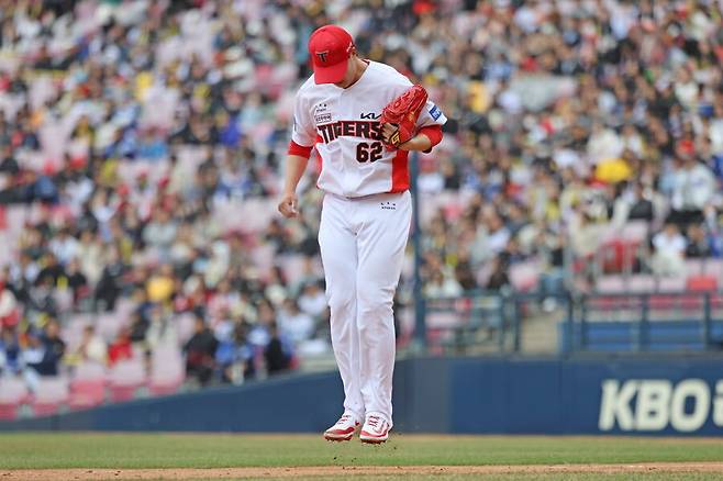 ▲ 시즌 초반 블론세이브를 기록한 KIA 마무리 정해영. ⓒKIA 타이거즈
