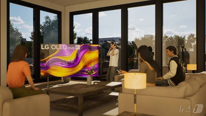 크래프톤 인생 시뮬레이션 게임 '인조이'에 구현된 LG전자 올레드 TV(LG전자 제공). ⓒ 뉴스1