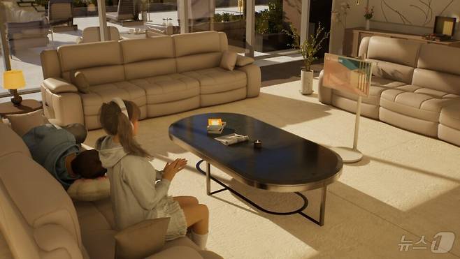 크래프톤 인생 시뮬레이션 게임 '인조이'에 구현된 LG전자 '스탠바이미'(LG전자 제공). ⓒ 뉴스1