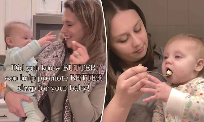 엄마들이 아기를 잠 재우기 위해 버터를 먹이고 있다. /사진 틱톡