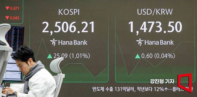 코스피 지수가 전 거래일 대비 1.21% 오른 2511.24원에 장을 시작한 1일 서울 중구 하나은행 딜링룸에서 딜러들이 업무를 보고 있다. 이날 원달러 환율은 전 거래일 보다 0.1원 오른 1473원으로 거래를 시작했다. 2025.4.1. 강진형 기자