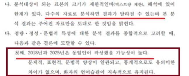 김수현 측이 제공한 ‘카카오톡 저자 동일인 식별 분석 결과’