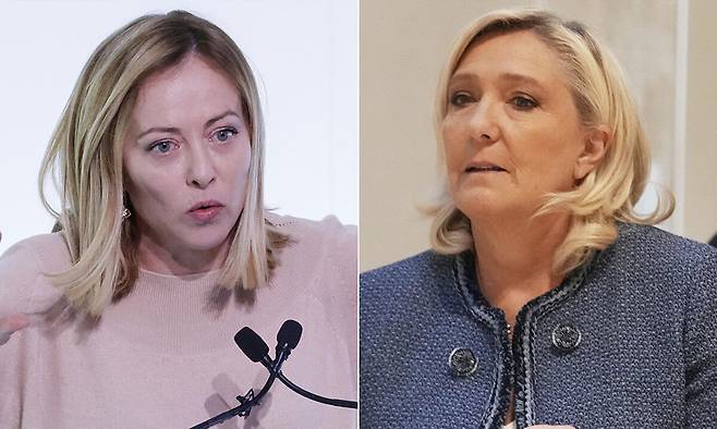 조르자 멜로니(왼쪽), 마린 르펜.