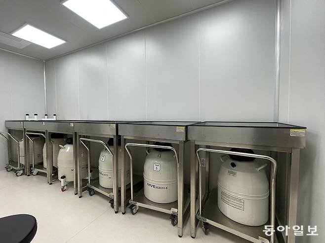 난자를 보관하는 냉동 보관 시스템.