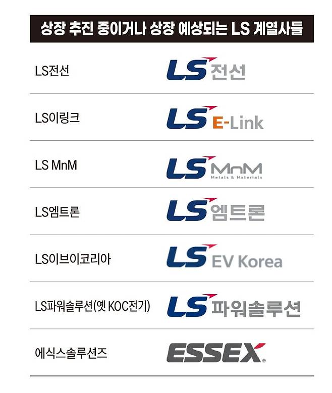 상장 추진 중이거나 상장 예상되는 LS 계열사들. 그래픽=송영 기자