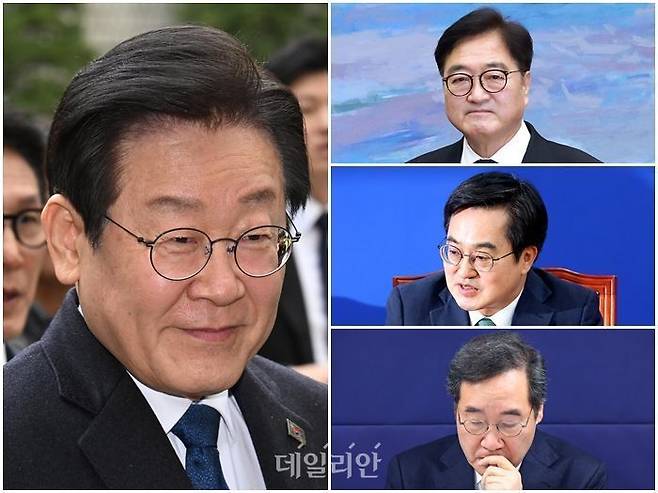 더불어민주당 지지층에서만 89.1%의 압도적 지지를 받은 이재명 대표(사진 왼쪽)와 우원식 국회의장, 김동연 경기도지사, 이낙연 전 국무총리 ⓒ데일리안 홍금표 기자