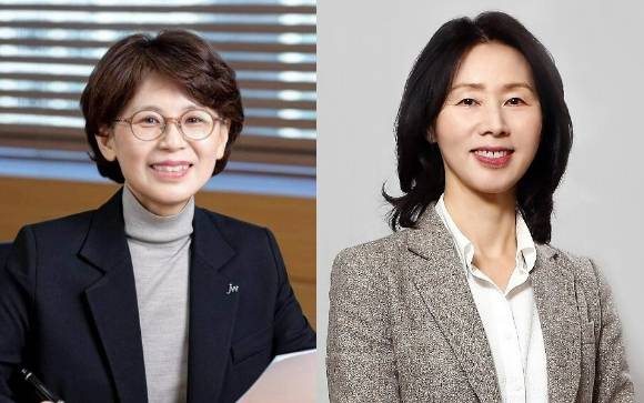 함은경 JW중외제약 총괄사장(왼쪽), 김경아 삼성바이오에피스 대표이사. [사진=JW중외제약·삼성바이오에피스 제공]