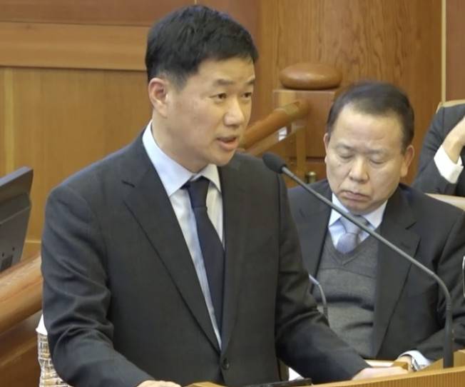 국회 대리인단 이금규 변호사가 2월 25일 윤석열 전 대통령 탄핵심판 최종 변론기일에서 변론하는 모습/사진=헌법재판소 제공