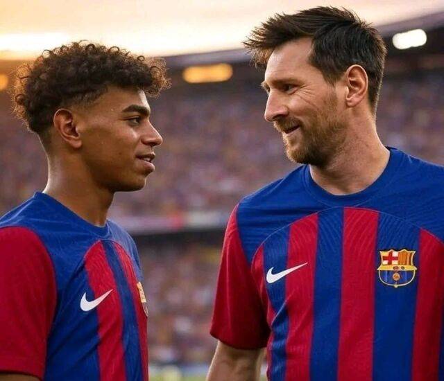 라민 야말과 리오넬 메시. /SNS