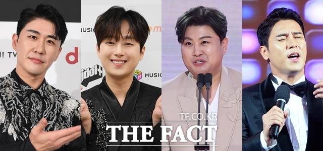 김호중의 공식 팬카페 트바로티는 산불 피해 복구를 위해 약 4일 만에 3억 1000만 원을 모아 희망브리지 전국재해구호협회에 전달했다. 영탁, 장민호도 산불 피해 이재민과 적십자 구호 활동 지원을 위해 각각 1억원을 기부했다. 사진 왼쪽부터 영탁 이찬원 김호중 장민호. /더팩트 DB