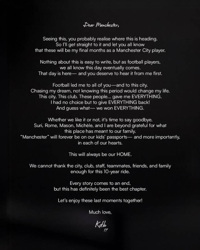 ▲ 케빈 더브라위너 SNS