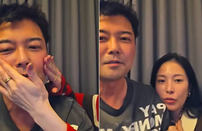 지난 5일 밤 인스타그램 라이브 방송을 진행한 방송인 전현무와 가수 보아./유튜브