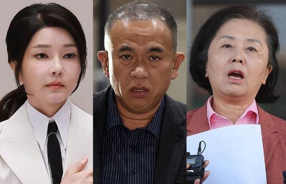 왼쪽부터 영부인 김건희 여사, 정치 브로커 명태균씨, 김영선 전 국민의힘 의원 [사진=연합뉴스]