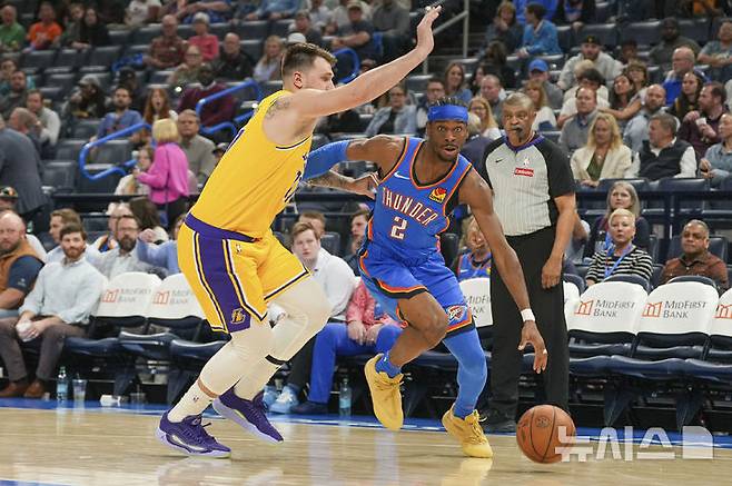 [오클라호마시티=AP/뉴시스] 미국프로농구(NBA) 오클라호마시티 선더의 셰이 길저스 알렉산더. 2025.04.08.