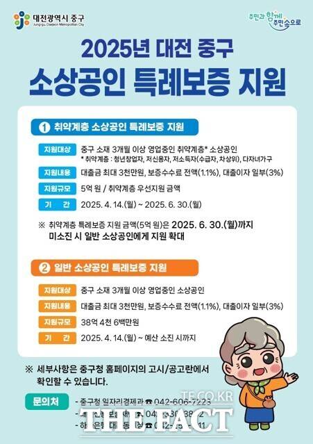 소상공인 특례보증 지원 홍보 포스터./대전 중구