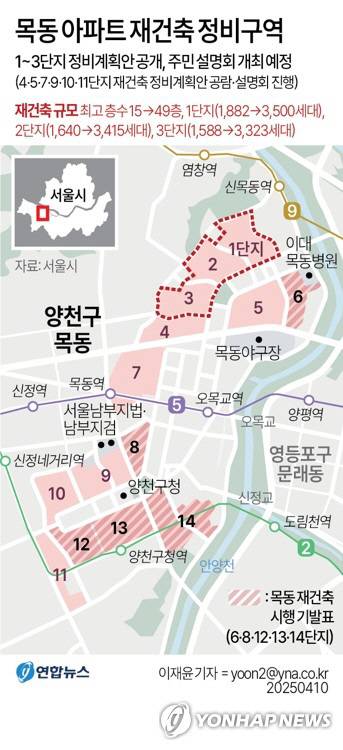 서울 양천구 목동 재건축 정비구역 그래픽. [연합뉴스]