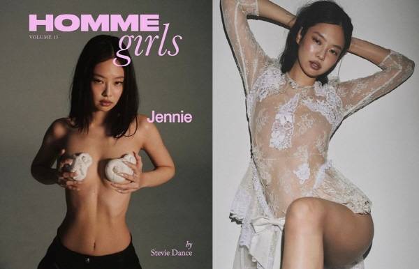 블랙핑크 멤버 제니(29)의 화보 촬영 사진이 공개됐다./옴므걸스 인스타그램