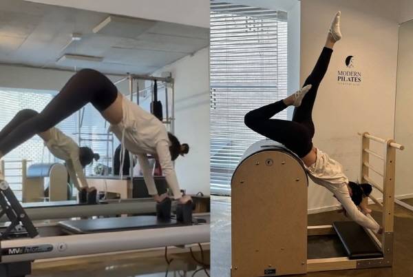 제니가 자신의 인스타그램에 올린 필라테스 중인 모습./제니 인스타그램