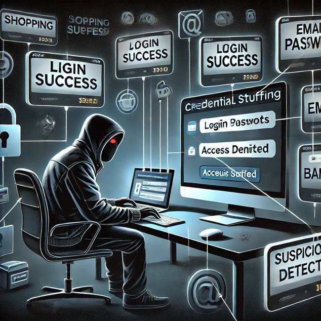 오픈AI의 이미지 생성모델 DALL·E로 그린 '크리덴셜 스터핑' 방식의 해킹.