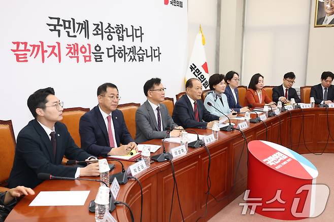 황우여 국민의힘 선관위원장이 9일 오전 서울 여의도 국회에 열린 선거관리위원회 첫 회의에서 발언하고 있다. 2025.4.9/뉴스1 ⓒ News1 이광호 기자